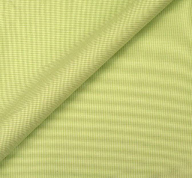 Stretch Cotton Poplin Fabric - Gingham Check Green/White, 44/45" Width