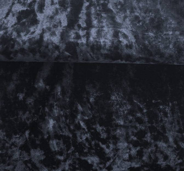 Stretch Velvet Crushed Black Polyester Spandex Fabric - Black Crushed Velvet, 58/60" Width