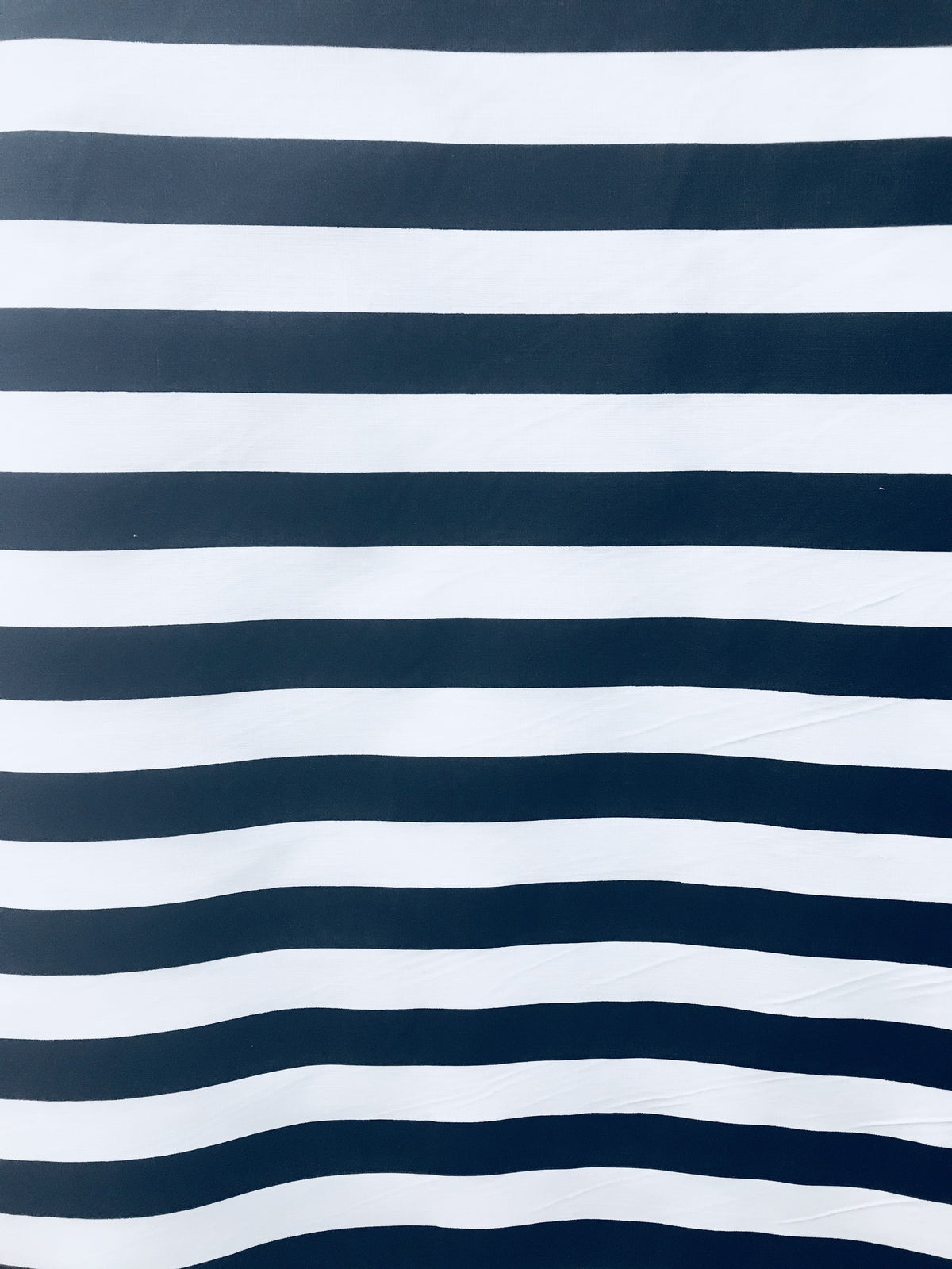 Navy/White Poly Cotton Fabric - 1" Horizontal Stripes, 59/60" Width (1 Yard)
