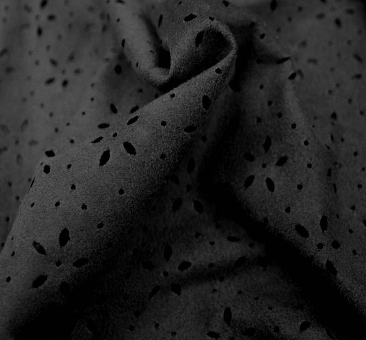 1 Yard Black Suede Knit Punching Fabric 58/60" Wide Soft Lightweight Polyester