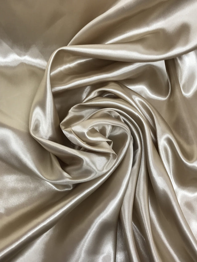 Taupe Medium Satin Polyester Fabric - Taupe, Satin, 58"-60" Wide