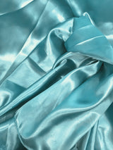 Tiff Blue Polyester Satin Fabric - Blue, 58"-60" Width (1 Yard)