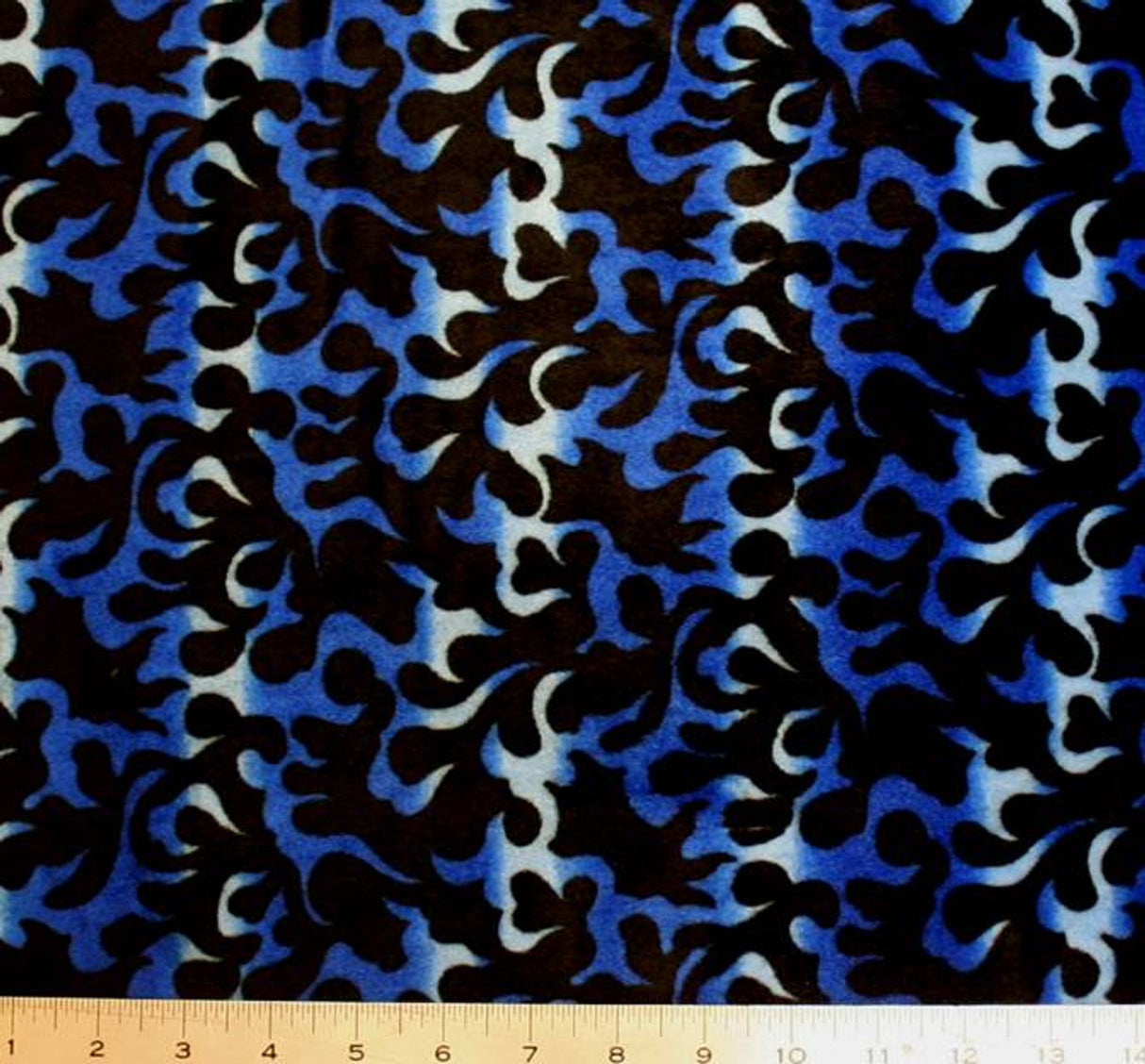 1 Yard Velboa Faux Royal/Black New Fire Flame Fabric, 58/60? Wide