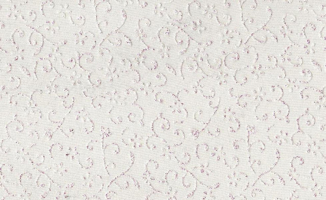 Crystal Organza With Floral Glitter (PK535) Polyester Fabric - White And Metallic Floral Glitter, 58/60" Width