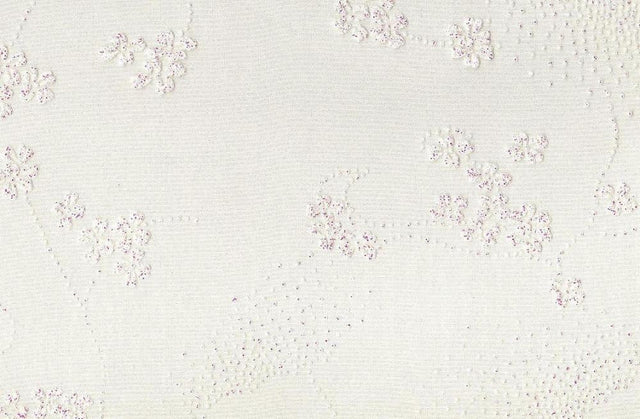 Crystal Organza Polyester Fabric - Floral Glitter, White Ground, 58/60" Width