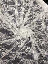 White 4-Way Floral Stretch Lace Fabric - Shimmery Floral Lace, White, 58/60" Width (1 Yard)