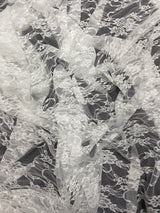 White 4-Way Floral Stretch Lace Fabric - Shimmery Floral Lace, White, 58/60" Width (1 Yard)