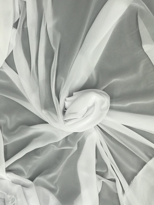 White Chiffon Polyester Fabric - White Sheer, 59"-60" Width (1 Yard)
