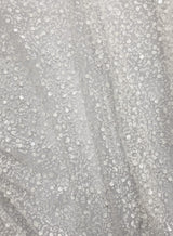 1 yard White BPS Mesh Lace Fabric with Beads Pearls Sequins for Dressmaking Wedding Gown 60'' Width