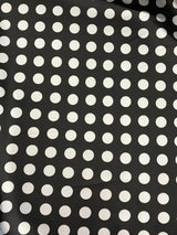 Big Polka Dots White On Black Polyester Satin Fabric - White Polka Dots On Black, 59/60" Width (1 Yard)