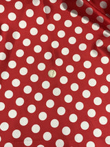 Big Polka Dots White On Red Polyester Satin Fabric - White Polka Dots On Red, 59/60" Width