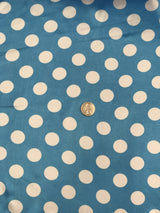 Big Polka Dots White On Turquoise Polyester Satin Fabric - White Polka Dots, Turquoise, 59/60" Width