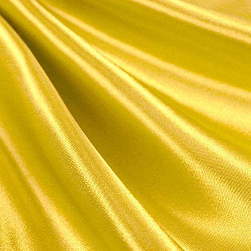 1 Yard Yellow Satin Charmeuse Fabric, 60" Wide, Soft, Shiny Polyester for Gowns, Decor & Crafts